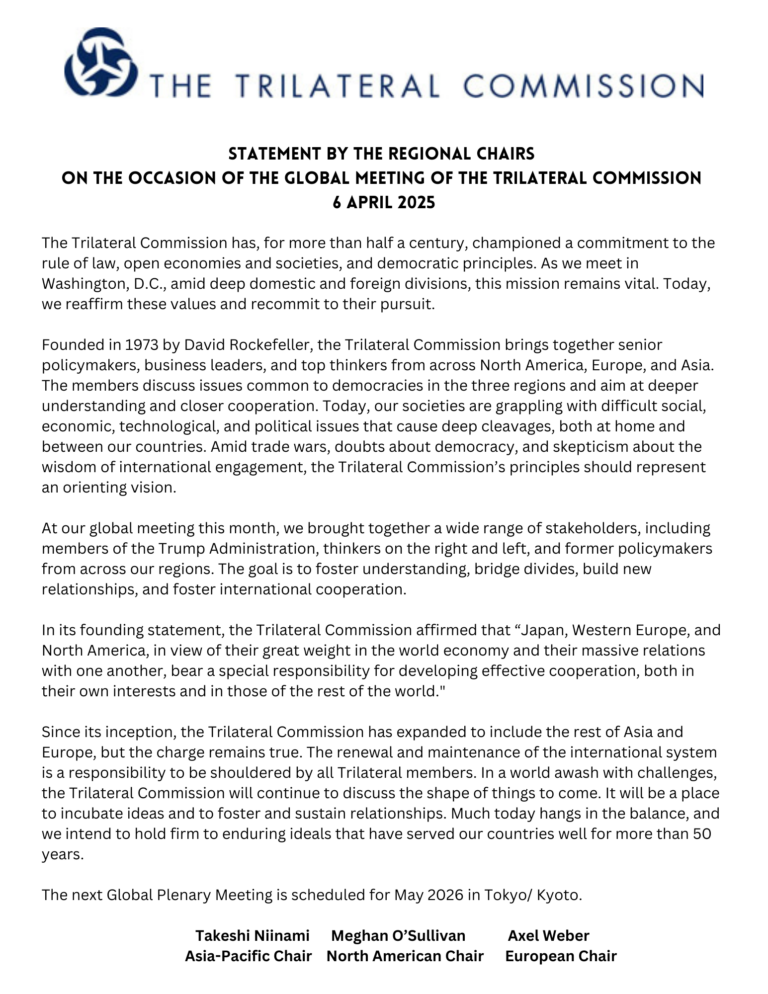 Joint Statement by Regional Chairs - The Trilateral Commission